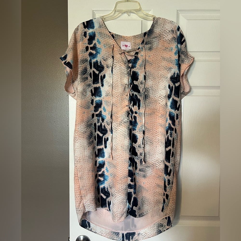 Buddy Love Kris Pink & Blue Snakeskin Dress